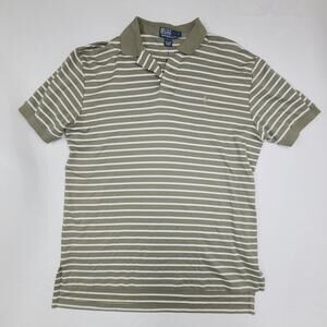Polo Ralph Lauren men's short-sleeved polo shirt Green White Stripe Cotton L